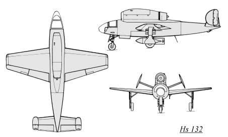 Henschel Hs 132  3 view