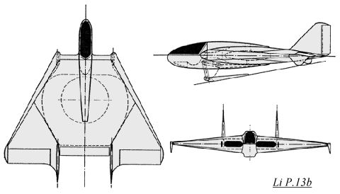 Lippisch P.13b  3 view