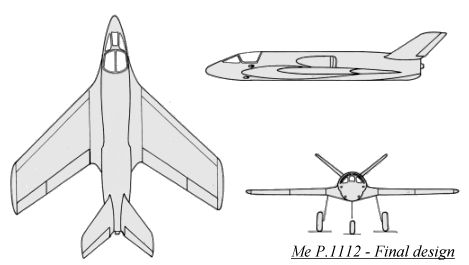 Me P.1112 Final design  3 view